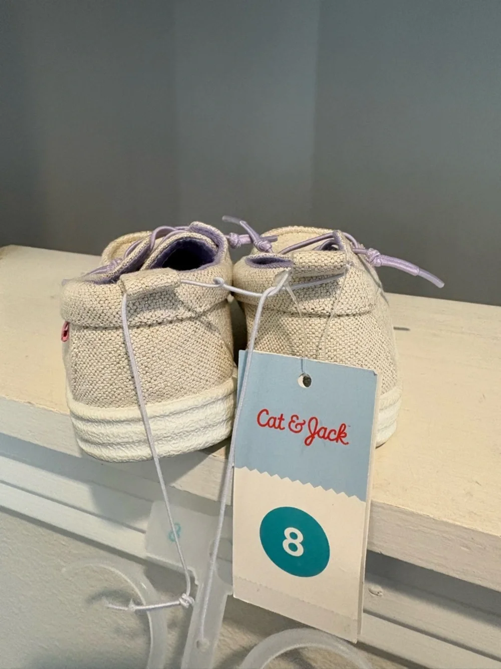 Girls Bobby Sneakers Slip On Beige/ Purple Cat & Jack Kids Child Toddler Sz 8